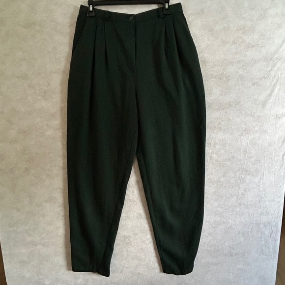 Fashion Bug Pants - Fashion Bug Women's Green High Waisted Pleated Tapered Leg Dress Pants Size 12